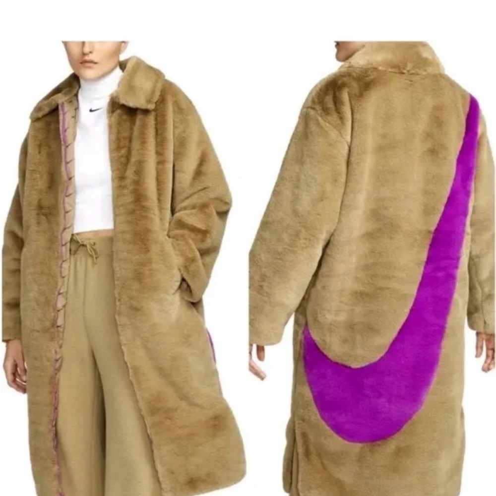 Nike Teddy Jacket in Brown and Purple with Iconic Swoosh